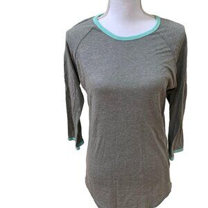 LuLaRoe Womens 3/4 Sleeve Gray & Mint Raglan Shirt S